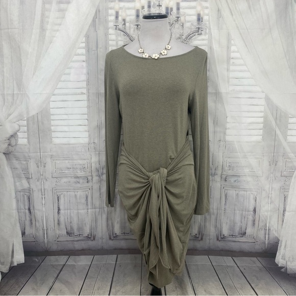 Ralph Lauren Sz 10 Green Tie-Waist Short Casual Mini Dress Long Sleeve Pullover - Picture 2 of 15
